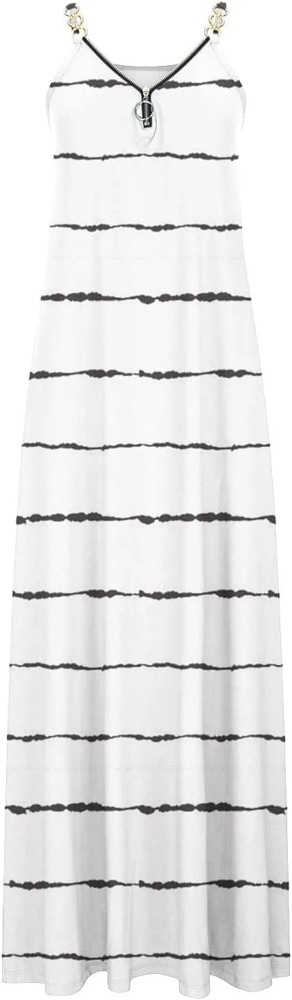 Summer Dresses for Women Casual Beach Spaghetti Strap Maxi Long Dress Sleeveless Sun Dresses Trendy Vacation Clothes