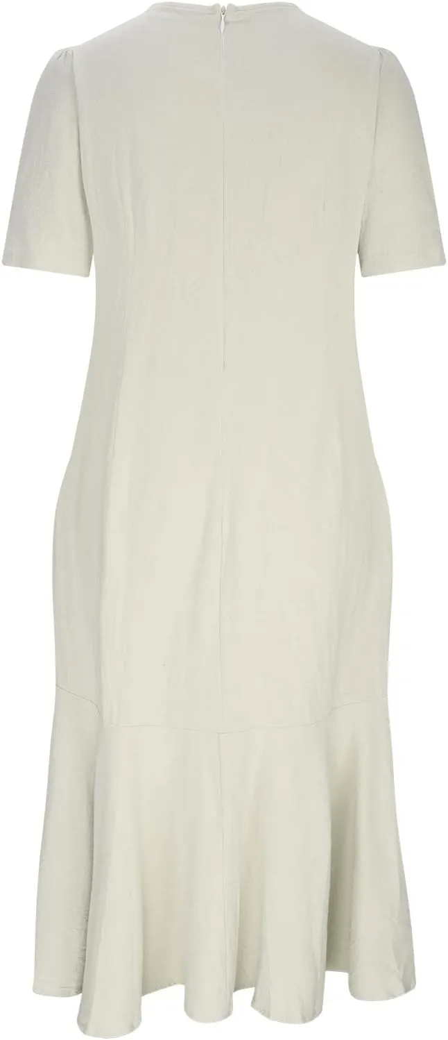 Summer Dresses for Women Cotton Linen Short Sleeve Midi Dresses Plus Size Spring Vacation Dress 2025