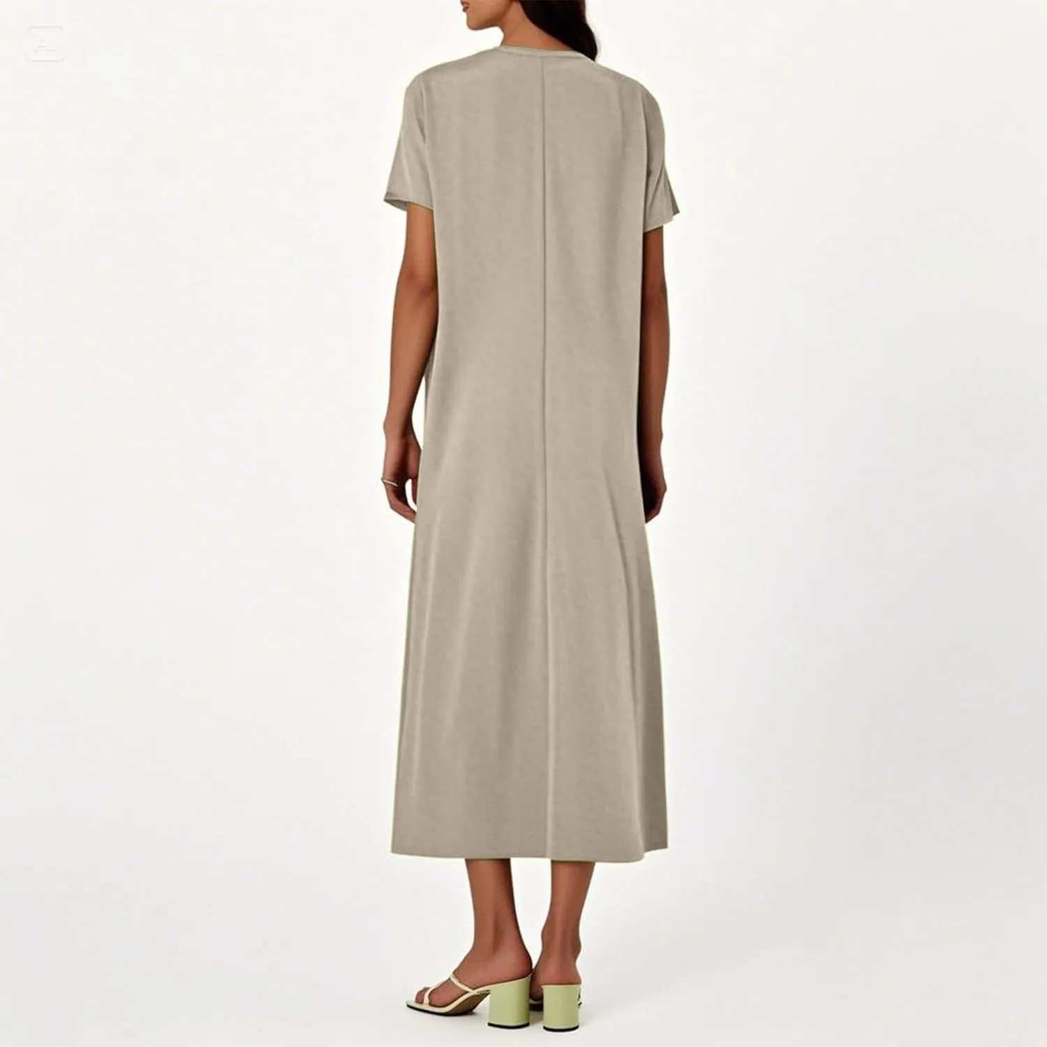 Summer Linen Dresses for Women 2025 Short Sleeve V Neck Shift Long Maxi Dresses Comfy Flowy Swing A Line Beach Dress