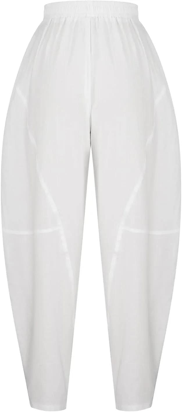 Summer Linen Harem Pants Womens Baggy Drop Crotch Boho Wide Leg Lantern Trousers Aladdin Bohemian Beach Yoga Pants