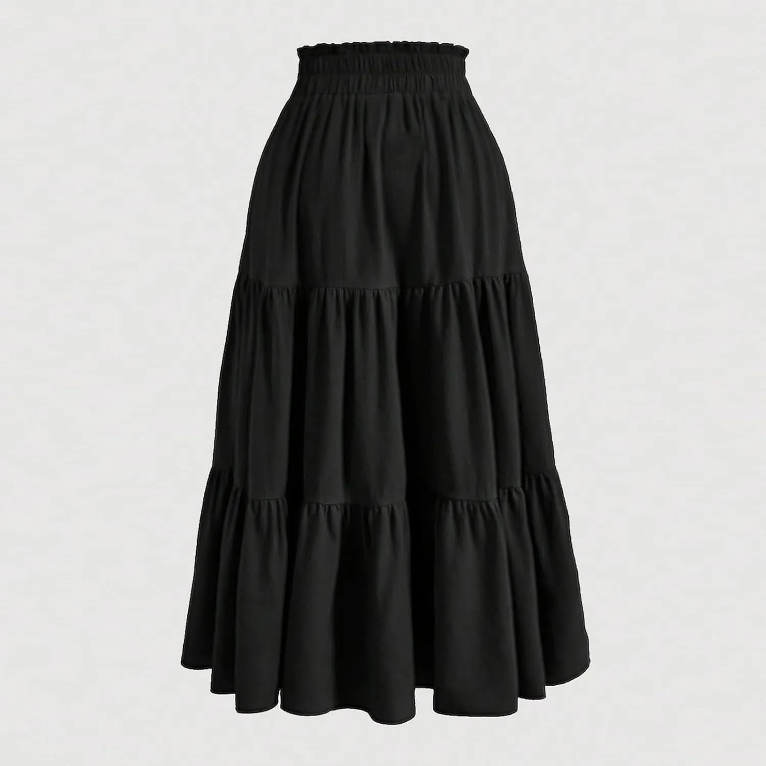 Summer Long Skirts for Women Casual Drawstring High Waist Lightweight Tiered Flowy Pleated Skirts with Pocket