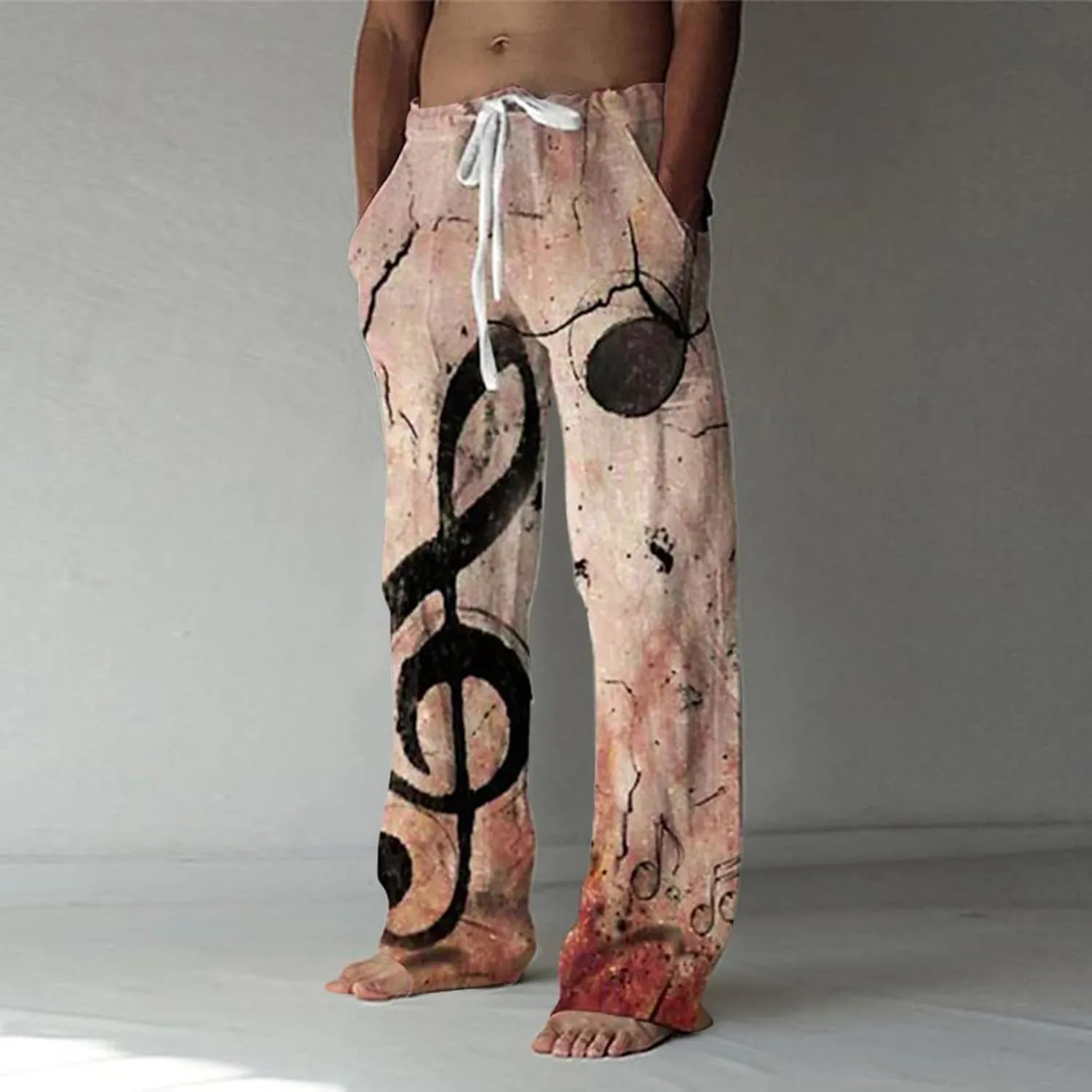 Summer Pants for Men Fashion Tropical Print Pants Elastic Waist Loose Trousers Athletic Joggers Mens Dance Pants