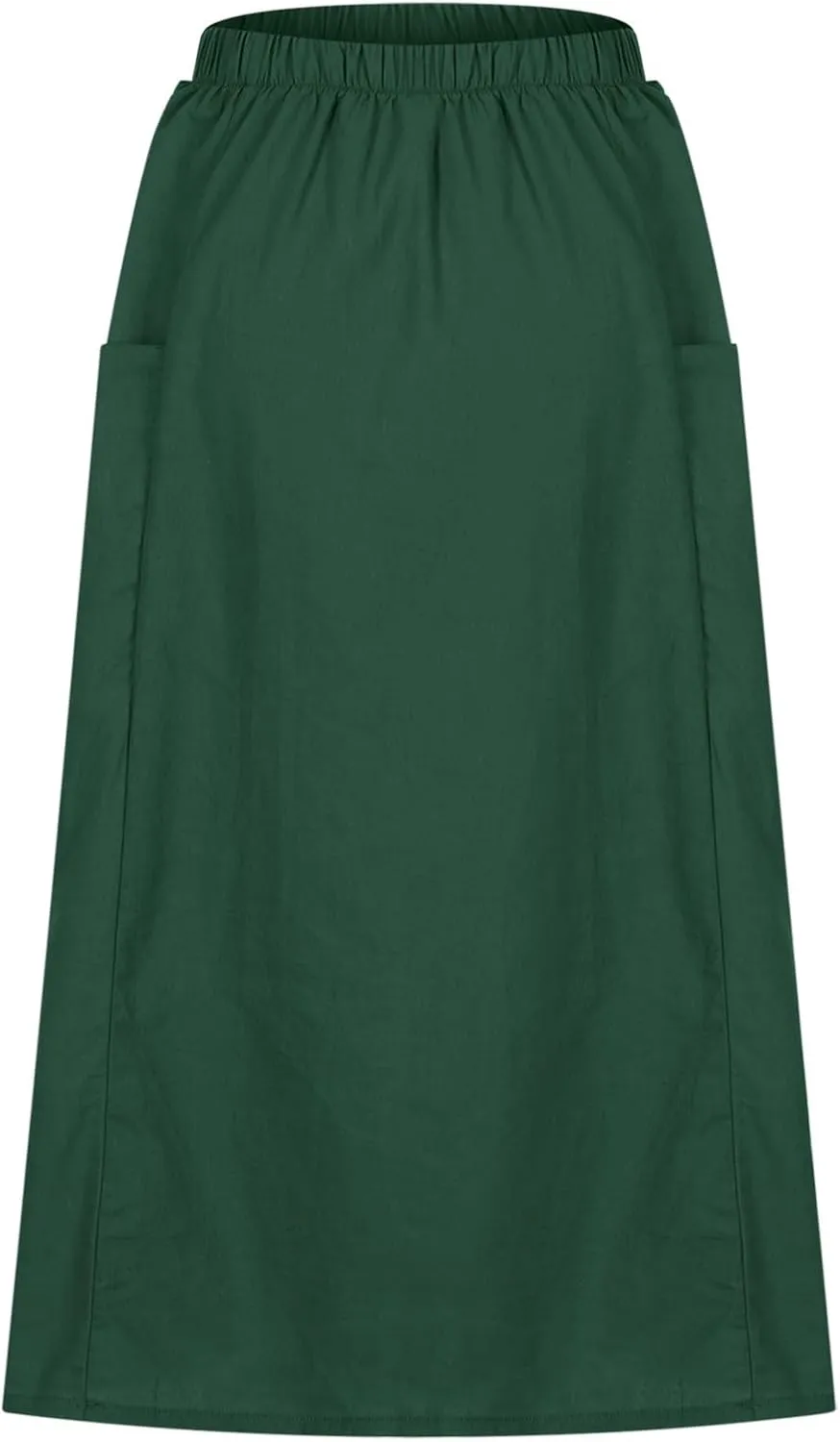 Summer Skirts for Women 2025 Trendy Soft Elastic Waisted Linen Skirt Midi Length Flowy Pleated Beach Maxi Skirt