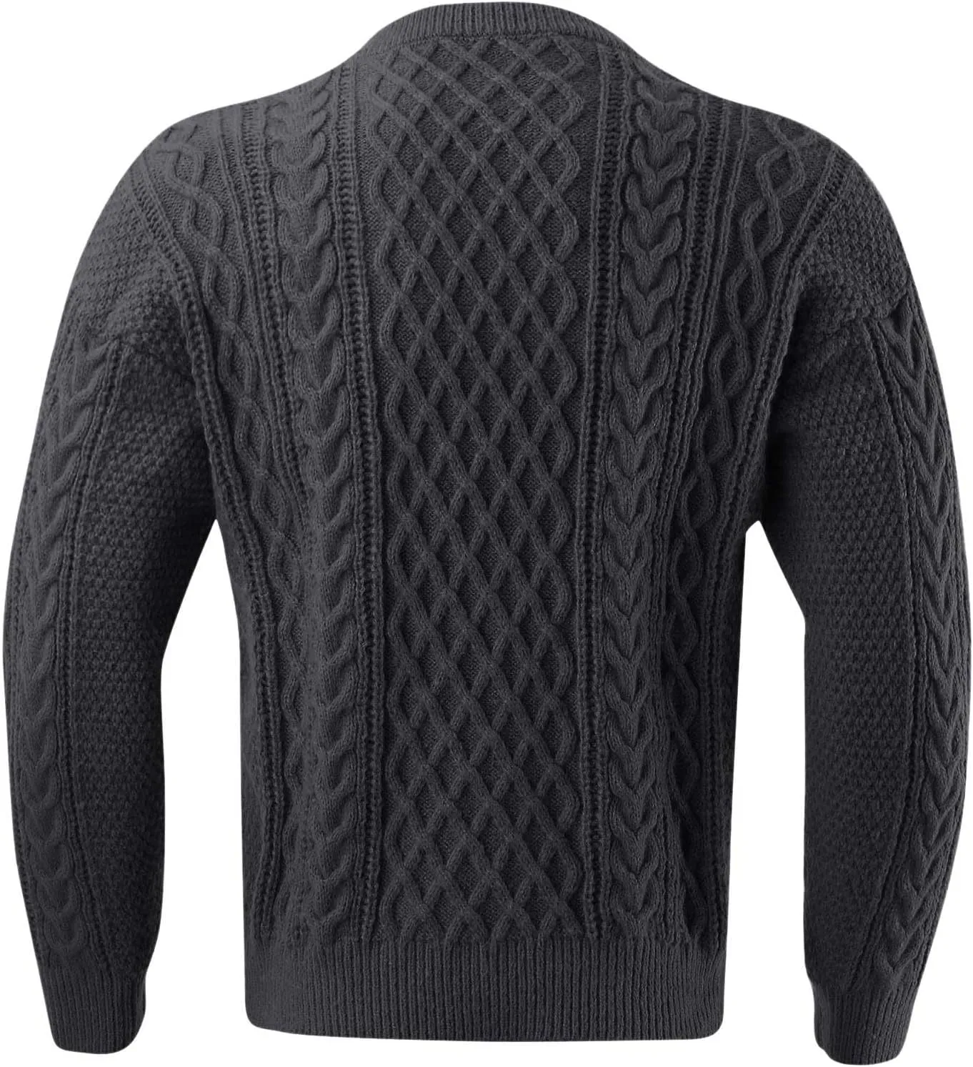 SUWBMHWE Men's Long Sleeve Cable Knit Pullover Sweater Fisherman Twist Patterned Crewneck Casual Tops Sweater