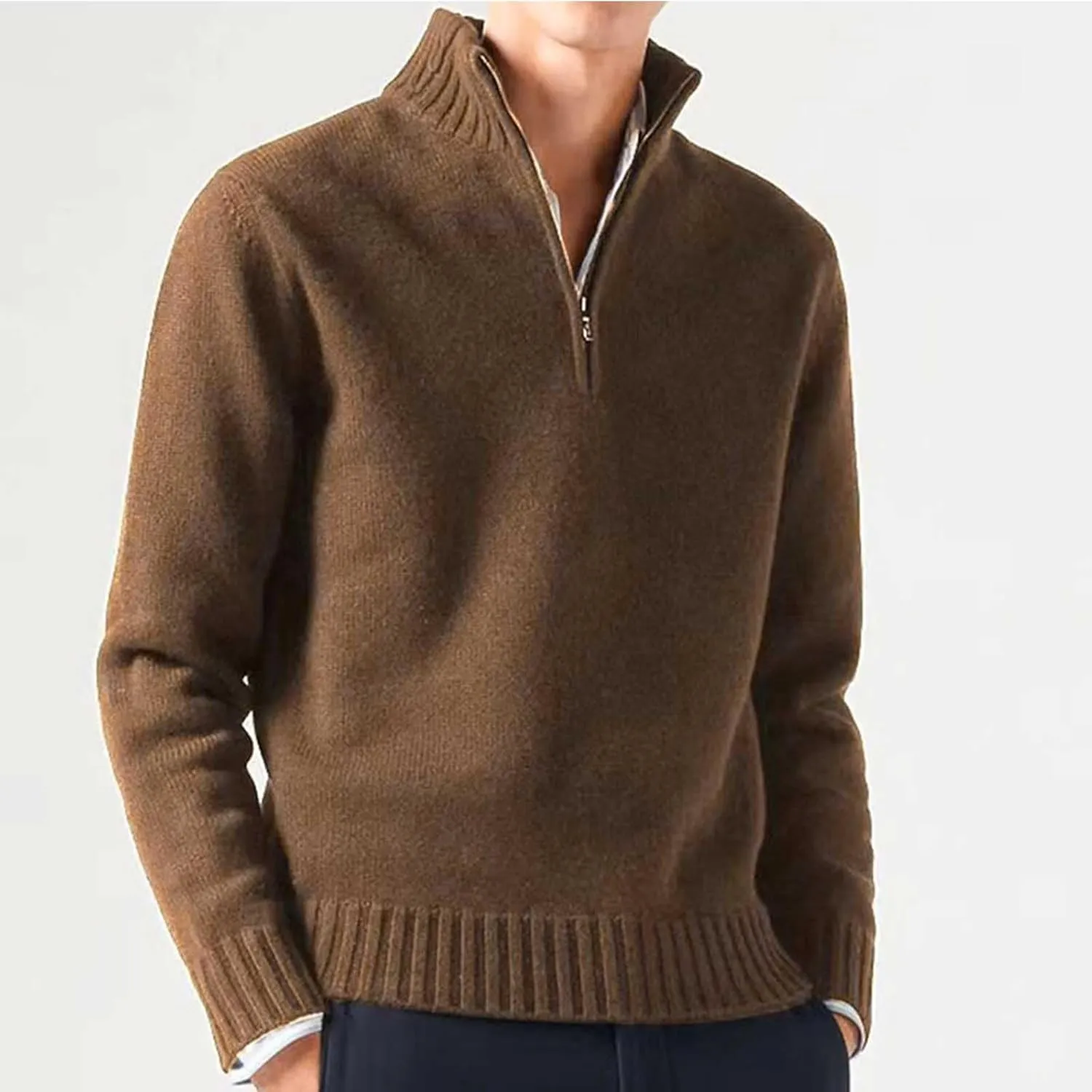 SUWBMHWE Men's Long Sleeve Cable Knit Pullover Sweater Fisherman Twist Patterned Crewneck Casual Tops Sweater