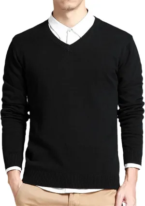 Sweater Men V-Neck Solid Slim Fit Knitting Sweaters Cardigan Autumn Casual Tops