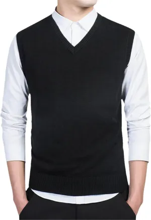 Sweater Men V-Neck Solid Slim Fit Knitting Sweaters Cardigan Autumn Casual Tops