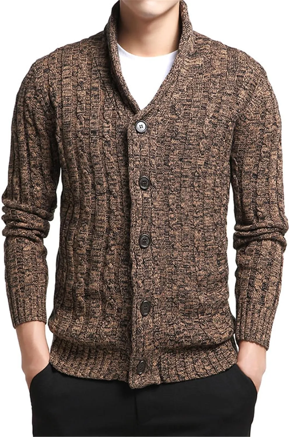 Sweater Men V-Neck Solid Slim Fit Knitting Sweaters Cardigan Autumn Casual Tops