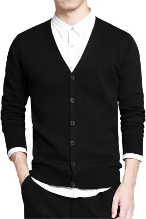 Sweater Men V-Neck Solid Slim Fit Knitting Sweaters Cardigan Autumn Casual Tops