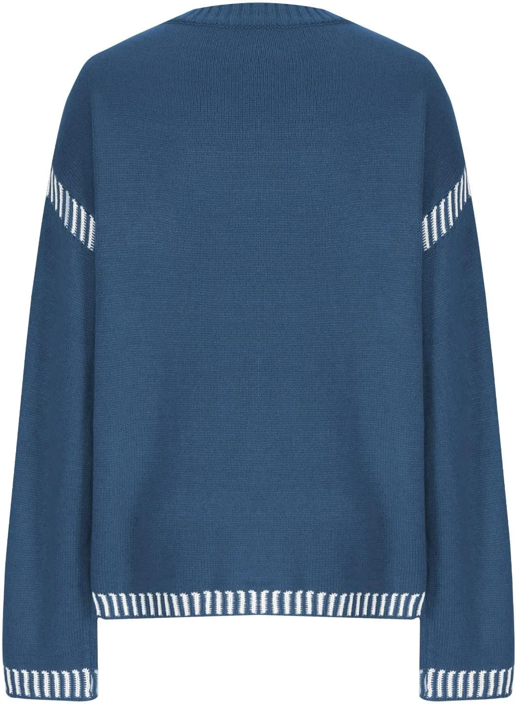 Sweaters for Women Trendy Casual Long Sleeve Crew Neck Loose Patchwork Knitted Pullover Sweaters 2024 Fall Clothes