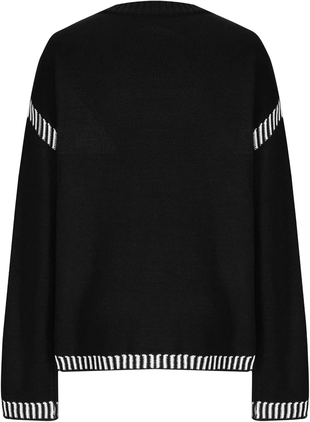 Sweaters for Women Trendy Casual Long Sleeve Crew Neck Loose Patchwork Knitted Pullover Sweaters 2024 Fall Clothes