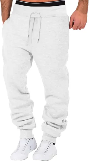 Sweatpants for Men Comfy Track Cuff Lace up Solid Color Workout Pants with Pocket Fleece Active Tech Joggers