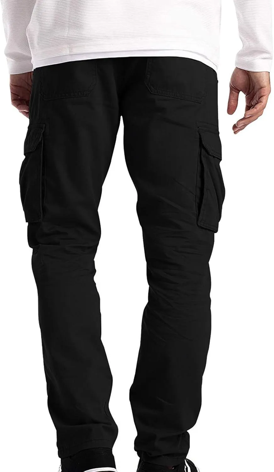 Sweatpants for Men Comfy Track Cuff Lace up Solid Color Workout Pants with Pocket Fleece Active Tech Joggers