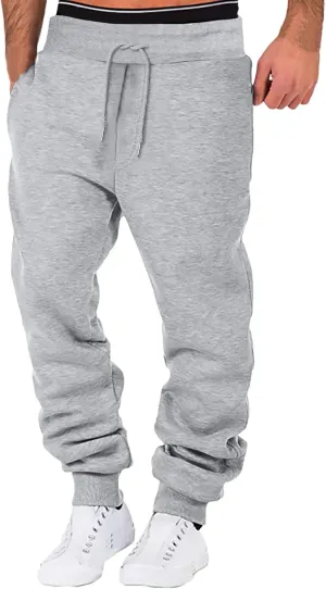 Sweatpants for Men Comfy Track Cuff Lace up Solid Color Workout Pants with Pocket Fleece Active Tech Joggers