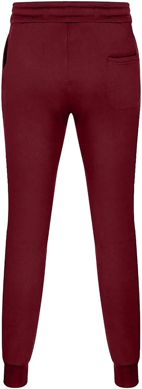 Sweatpants for Men Comfy Track Cuff Lace up Solid Color Workout Pants with Pocket Fleece Active Tech Joggers