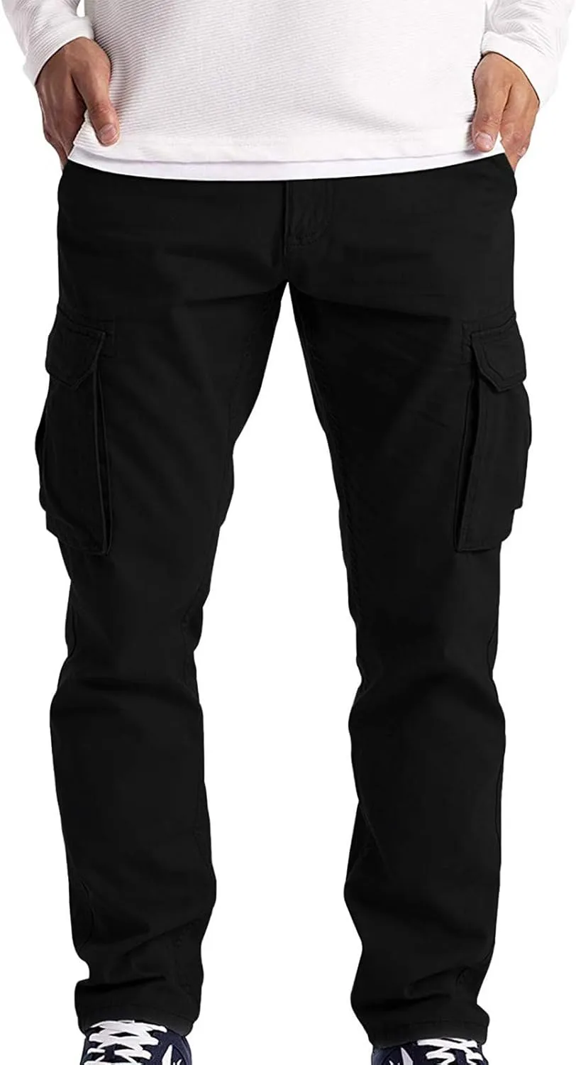 Sweatpants for Men Comfy Track Cuff Lace up Solid Color Workout Pants with Pocket Fleece Active Tech Joggers