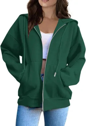 Sweatshirts for Women Womens Fashion Women Zip Up Hoodies Oversized Sweatshirts Casual 2024 Fall Jacket with Pockets