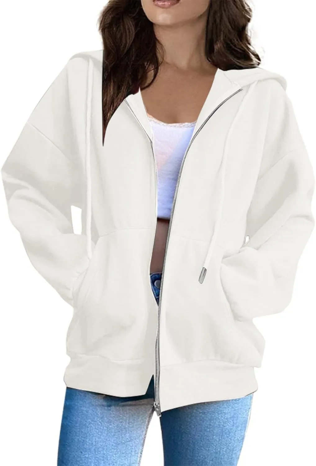 Sweatshirts for Women Womens Fashion Women Zip Up Hoodies Oversized Sweatshirts Casual 2024 Fall Jacket with Pockets