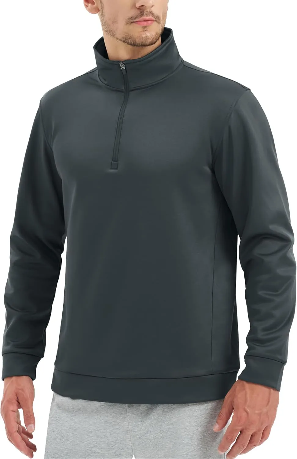 TACVASEN Men's Quarter Zip Pullover Sweatshirts Lightweight Fleece Lined Thermal Sweatshirts 1/4 Zip Golf Sweaters
