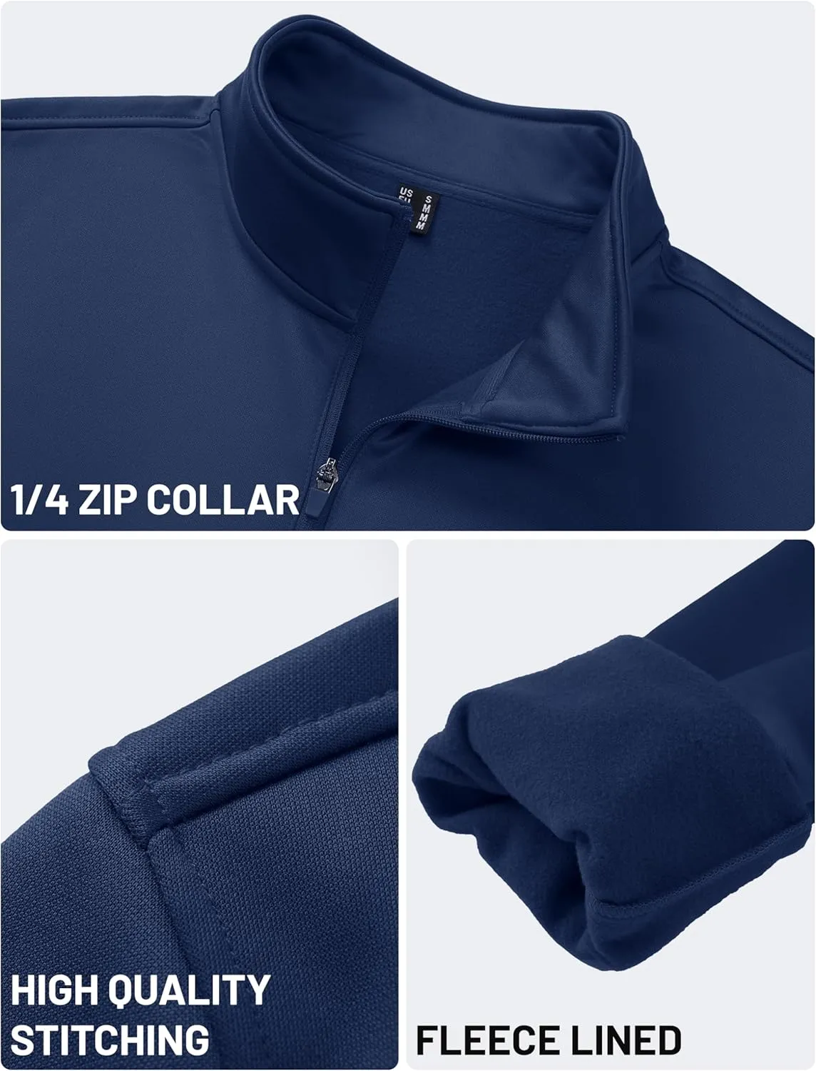 TACVASEN Men's Quarter Zip Pullover Sweatshirts Lightweight Fleece Lined Thermal Sweatshirts 1/4 Zip Golf Sweaters