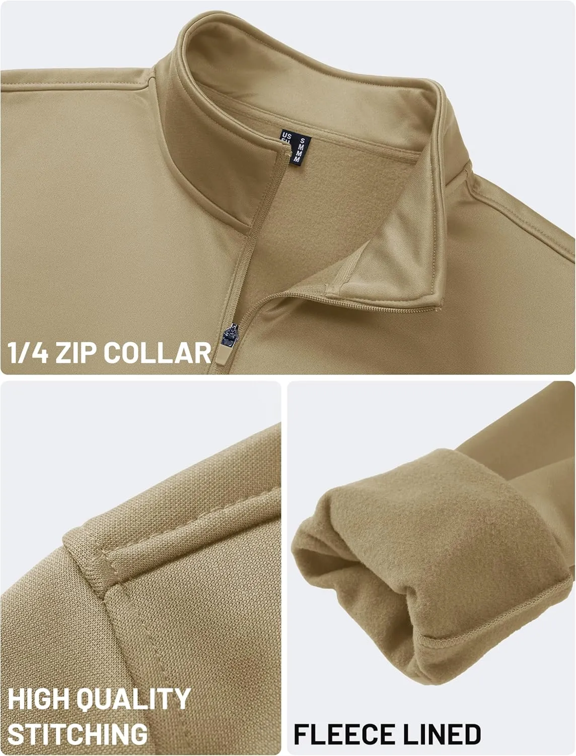TACVASEN Men's Quarter Zip Pullover Sweatshirts Lightweight Fleece Lined Thermal Sweatshirts 1/4 Zip Golf Sweaters
