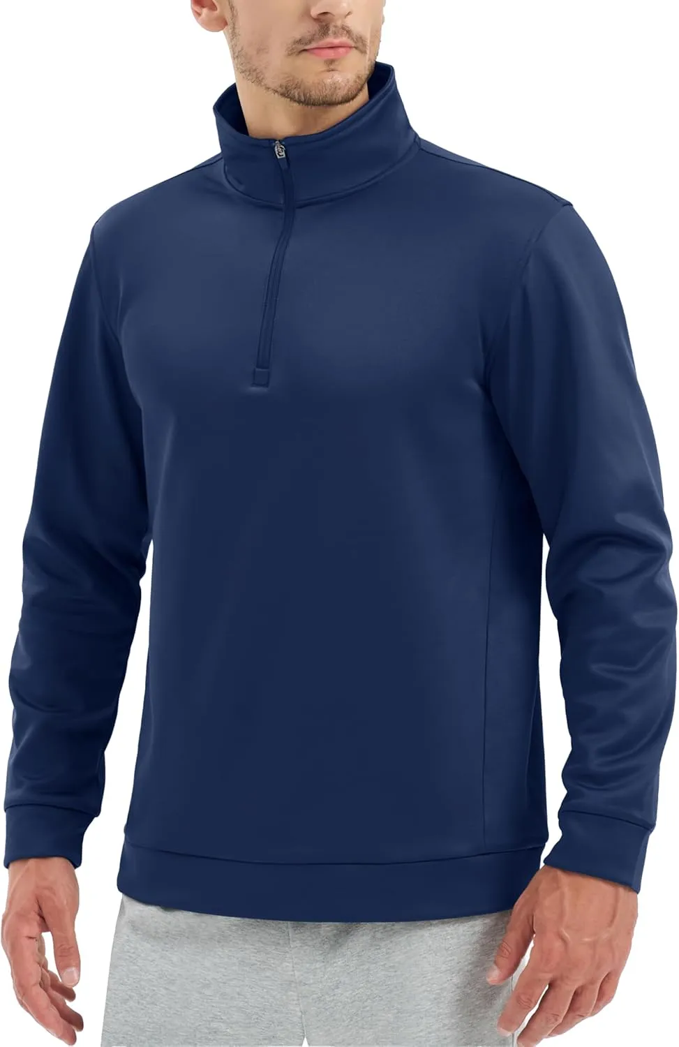TACVASEN Men's Quarter Zip Pullover Sweatshirts Lightweight Fleece Lined Thermal Sweatshirts 1/4 Zip Golf Sweaters