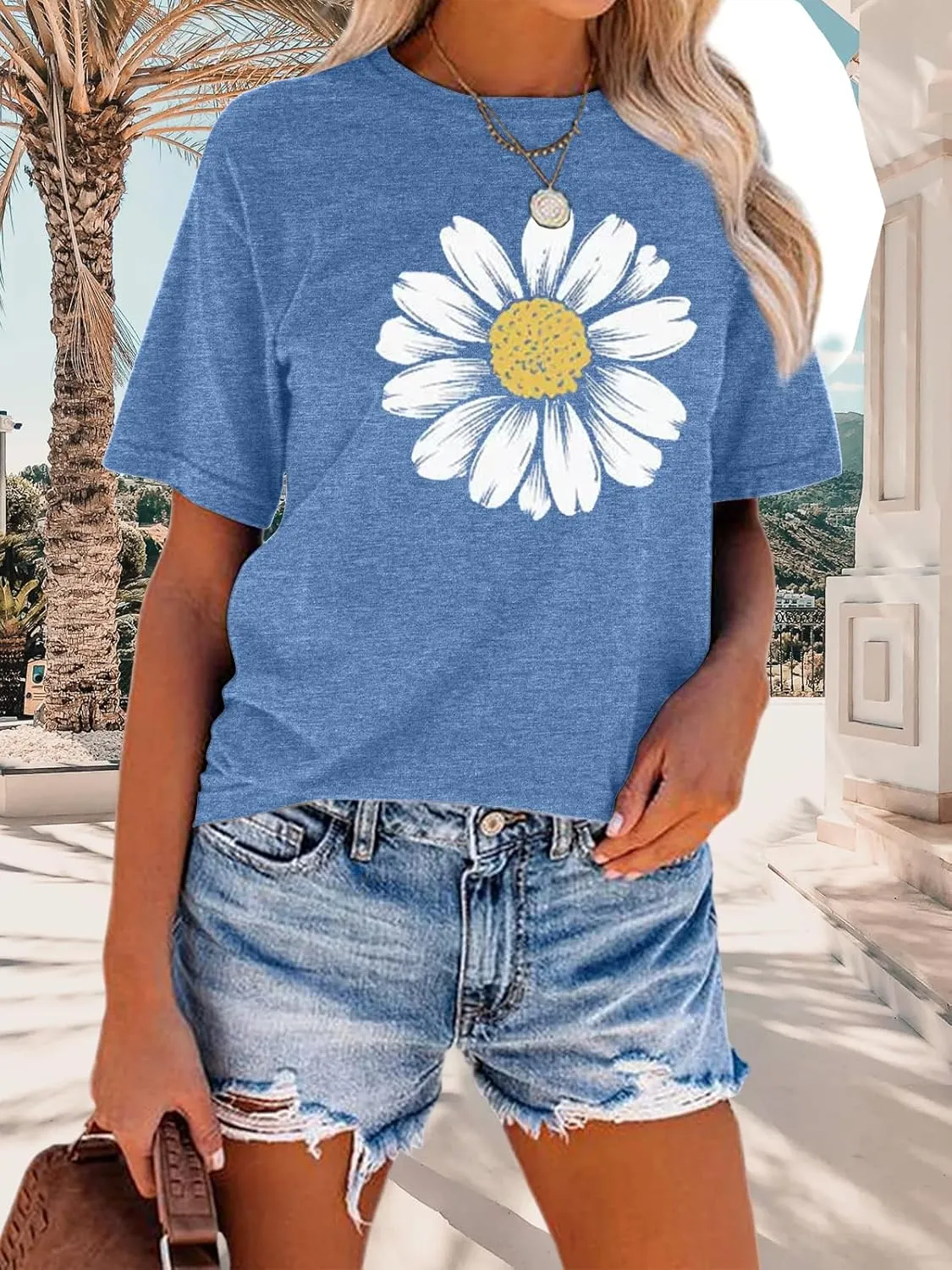 TAKEYAL Women Los Angeles Graphic T Shirts California Letter Print Short Sleeve Tee Loose Casual Tops