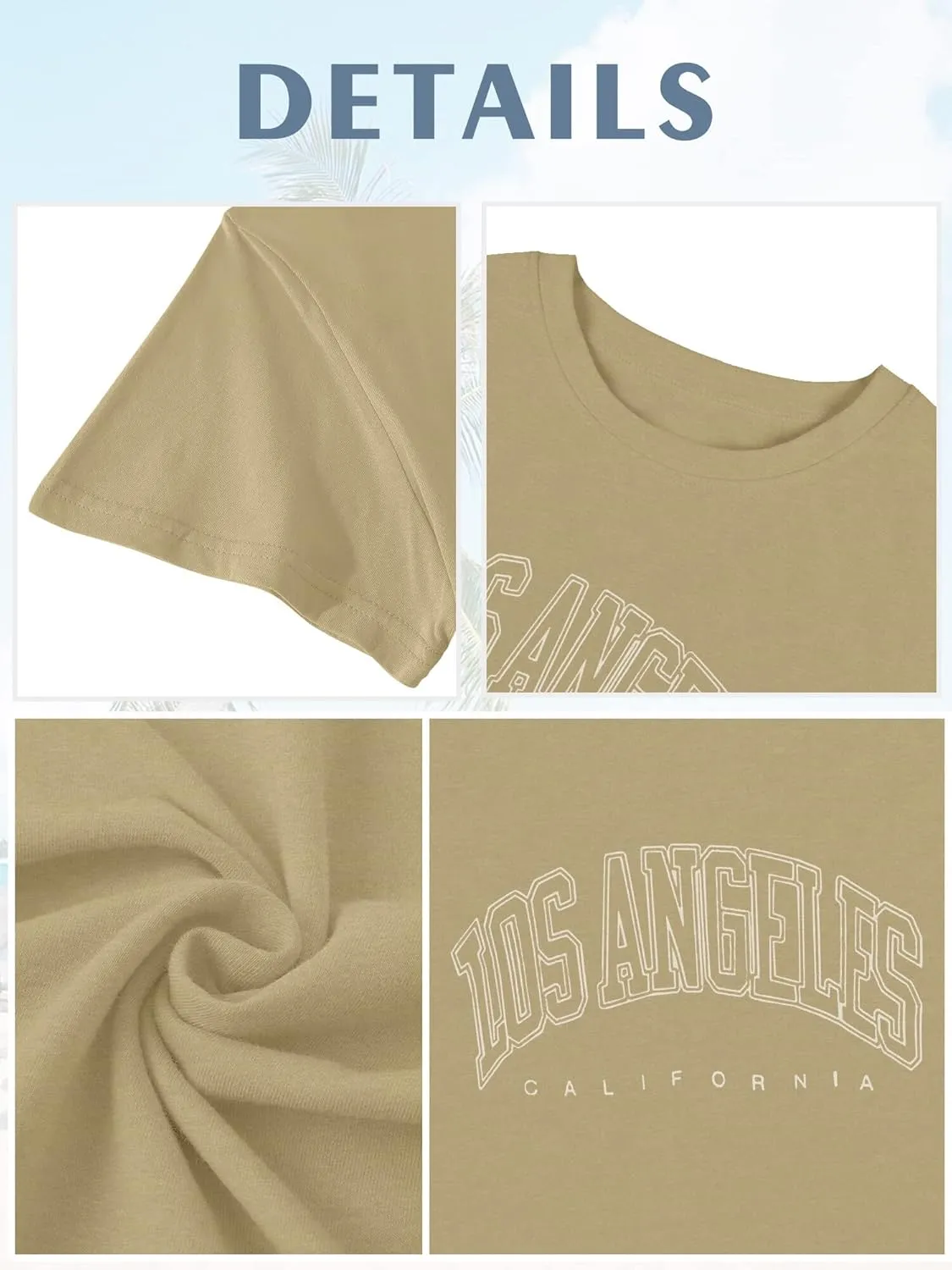 TAKEYAL Women Los Angeles Graphic T Shirts California Letter Print Short Sleeve Tee Loose Casual Tops