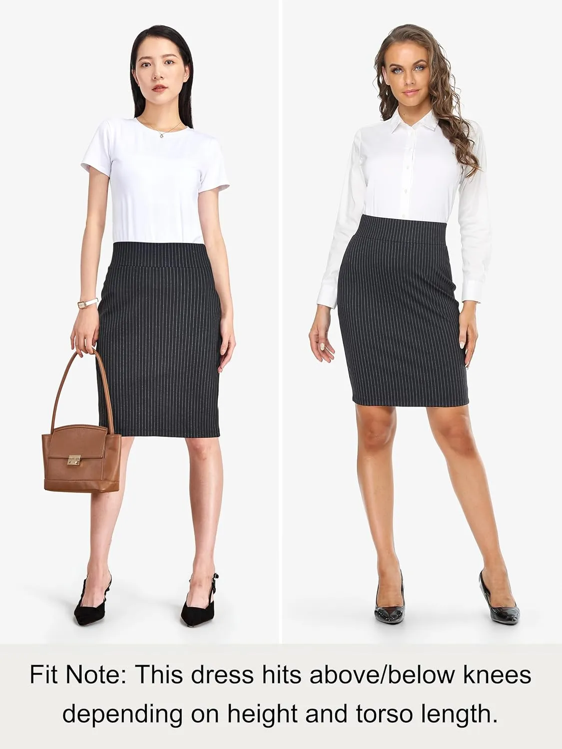 Tapata Womens Pencil Skirts Stretch Office Work Skirt Knee Length High Waist Midi Ponte Bodycon for Business Casual