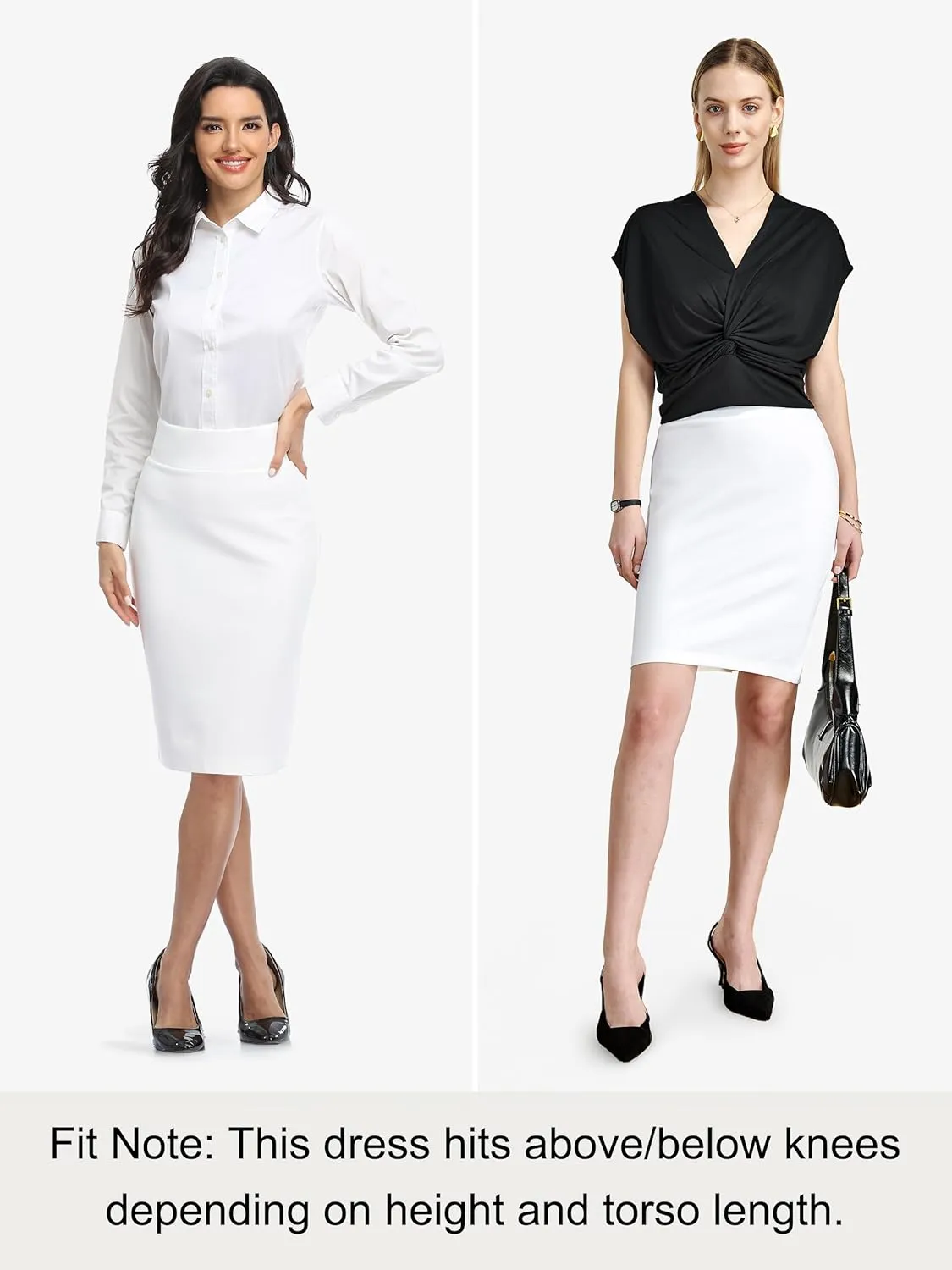 Tapata Womens Pencil Skirts Stretch Office Work Skirt Knee Length High Waist Midi Ponte Bodycon for Business Casual