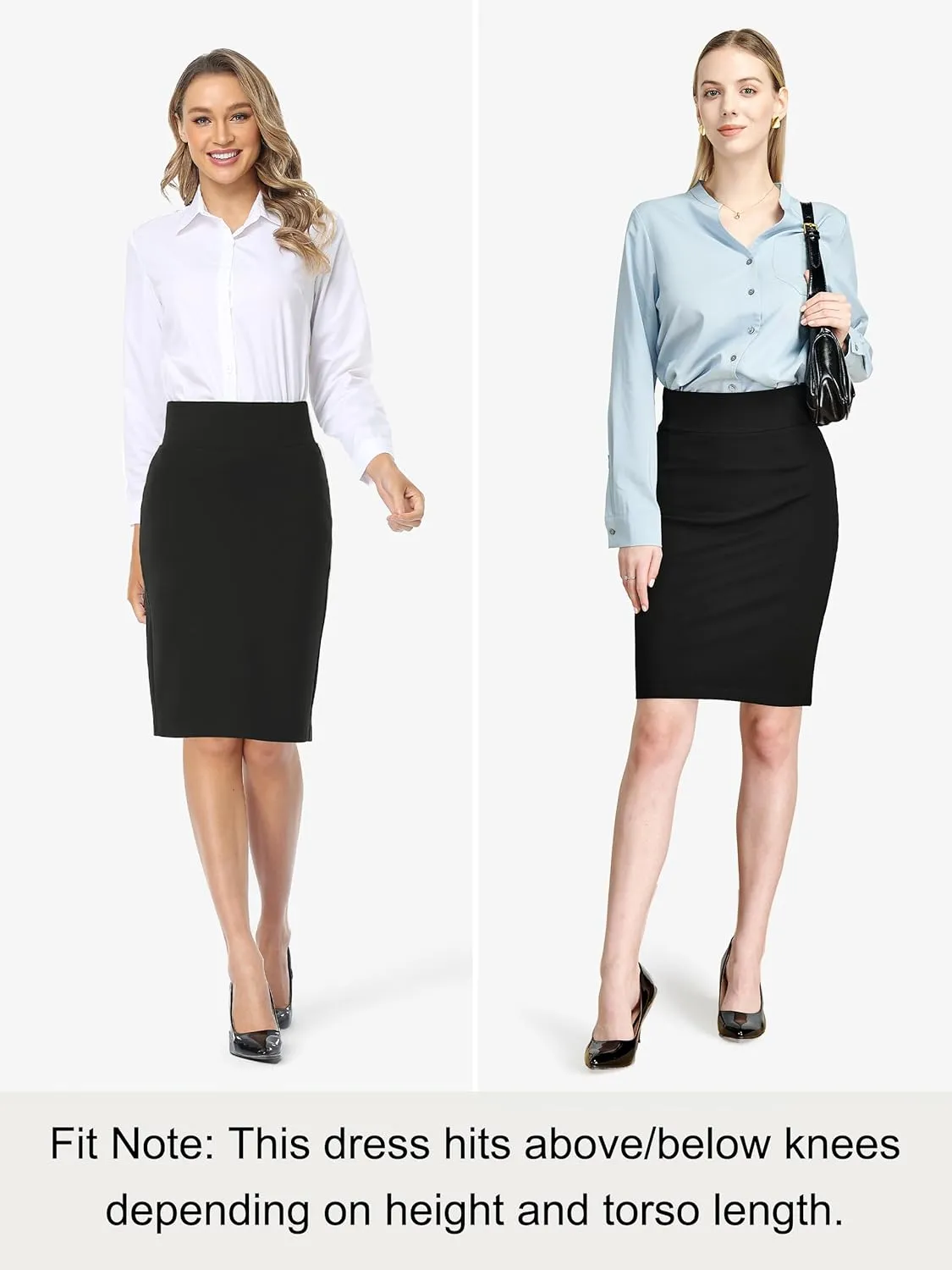 Tapata Womens Pencil Skirts Stretch Office Work Skirt Knee Length High Waist Midi Ponte Bodycon for Business Casual
