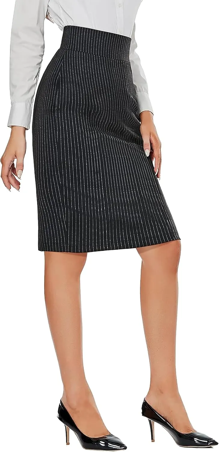 Tapata Womens Pencil Skirts Stretch Office Work Skirt Knee Length High Waist Midi Ponte Bodycon for Business Casual