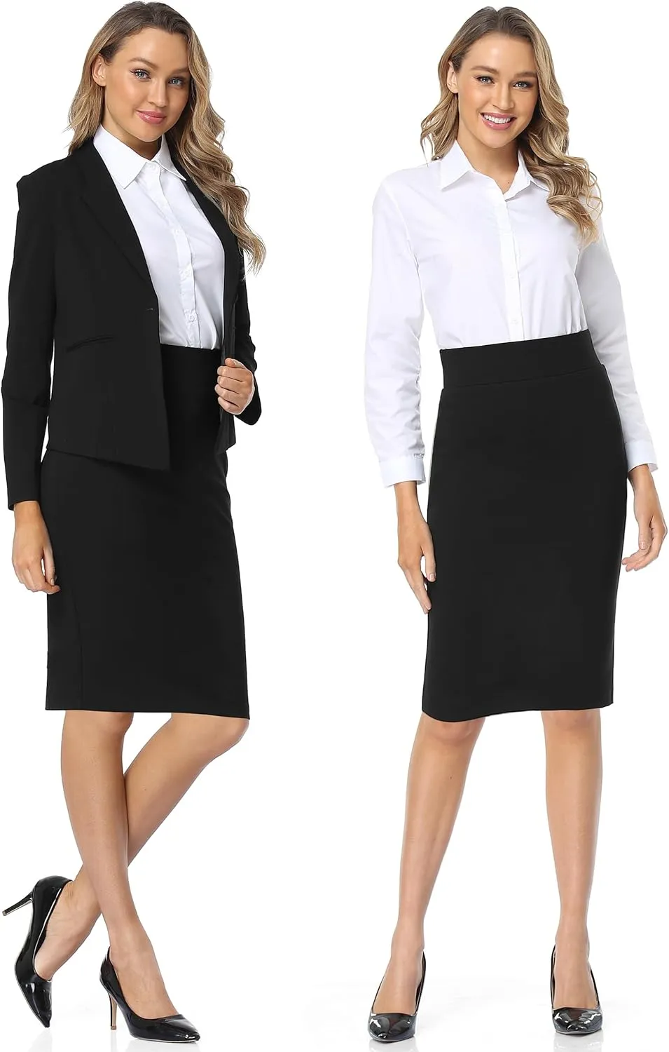 Tapata Womens Pencil Skirts Stretch Office Work Skirt Knee Length High Waist Midi Ponte Bodycon for Business Casual