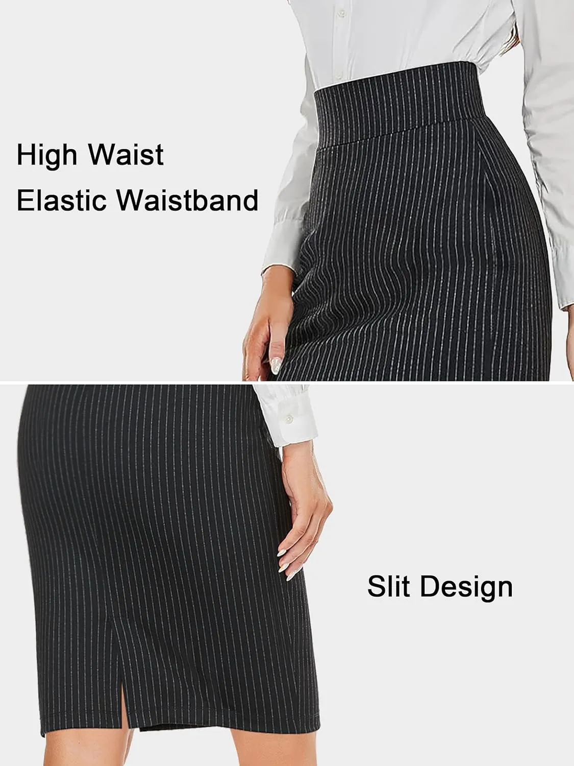 Tapata Womens Pencil Skirts Stretch Office Work Skirt Knee Length High Waist Midi Ponte Bodycon for Business Casual