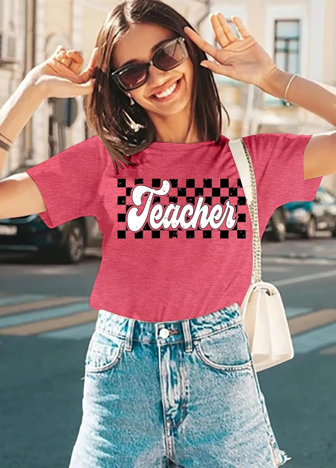 Teacher Shirts Women Vintage Teacher Graphic Tshirt Teacher Life T Shirt Kindergarten Teachers Tees Casual Tops
