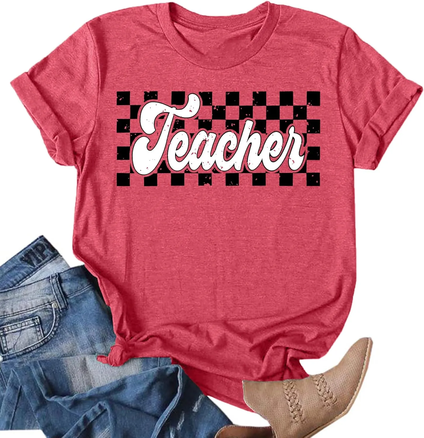 Teacher Shirts Women Vintage Teacher Graphic Tshirt Teacher Life T Shirt Kindergarten Teachers Tees Casual Tops