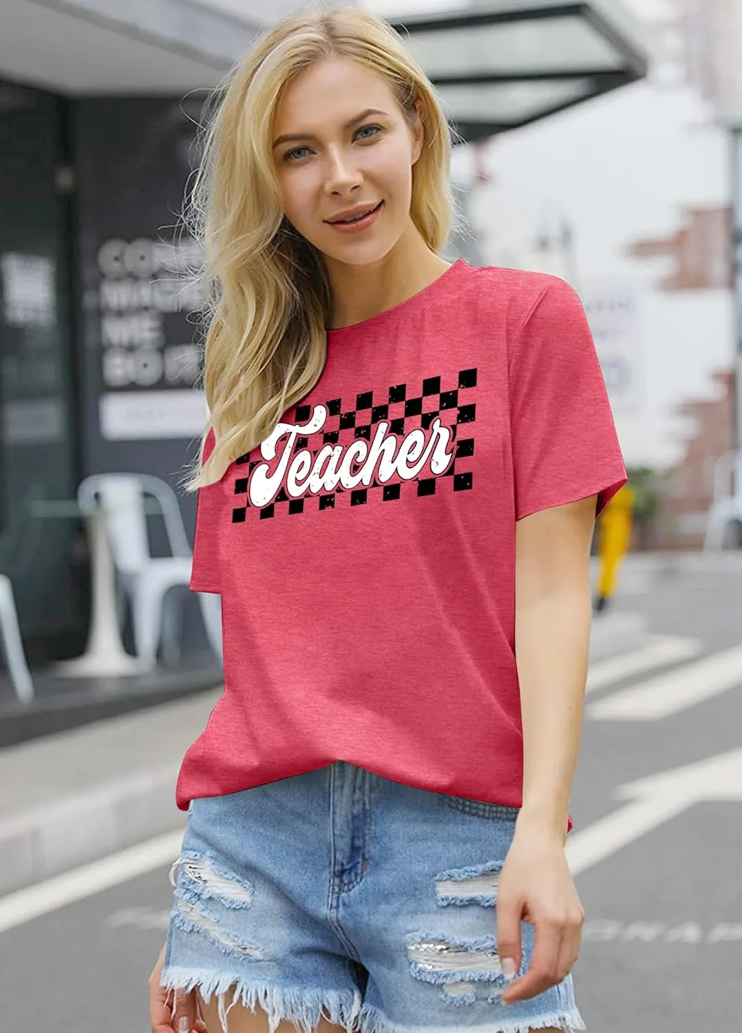 Teacher Shirts Women Vintage Teacher Graphic Tshirt Teacher Life T Shirt Kindergarten Teachers Tees Casual Tops