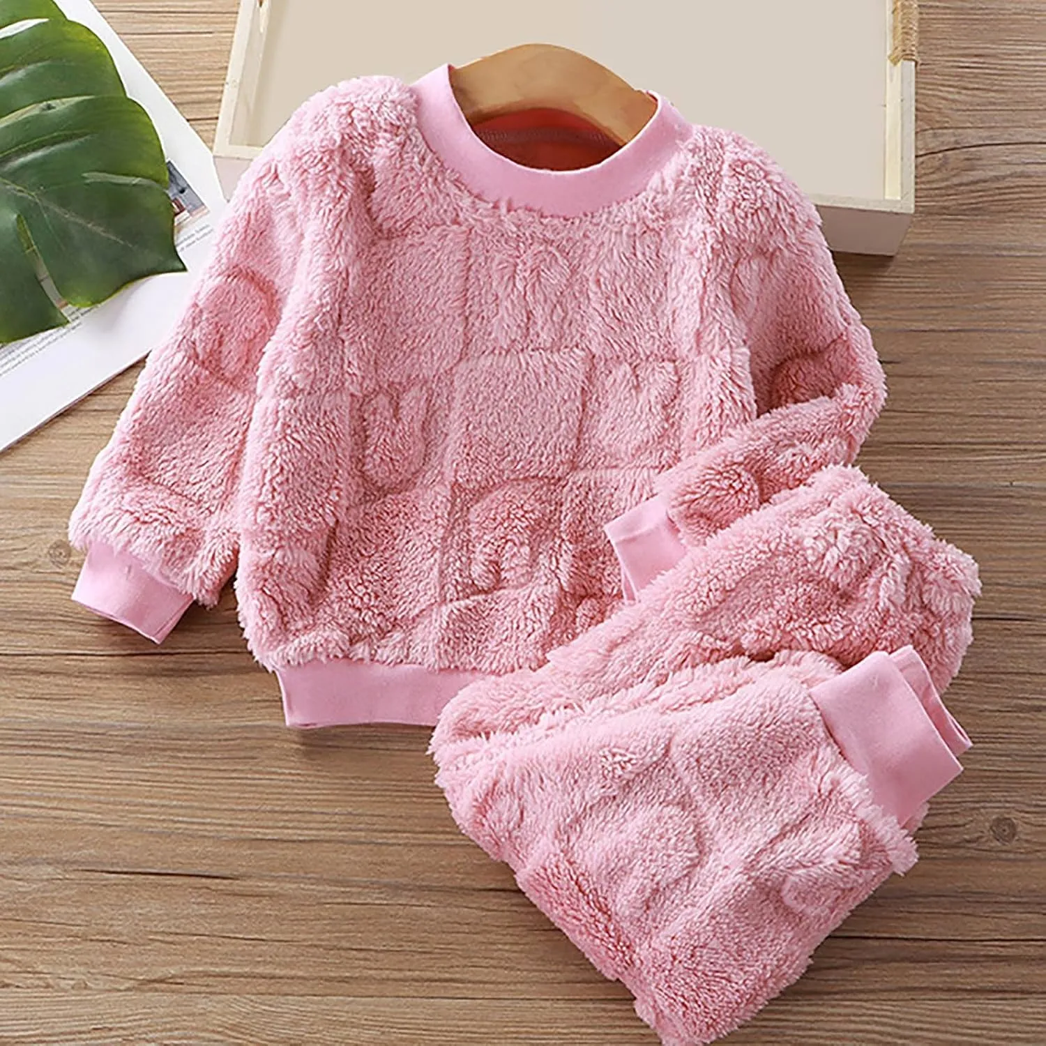 Toddler Baby Boys Girls Tracksuit Fleece Lined Pullover and Jogger Sweatpants Clothing Set for Kids