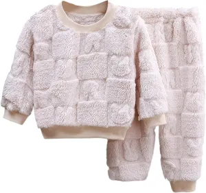 Toddler Baby Boys Girls Tracksuit Fleece Lined Pullover and Jogger Sweatpants Clothing Set for Kids