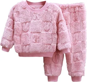 Toddler Baby Boys Girls Tracksuit Fleece Lined Pullover and Jogger Sweatpants Clothing Set for Kids