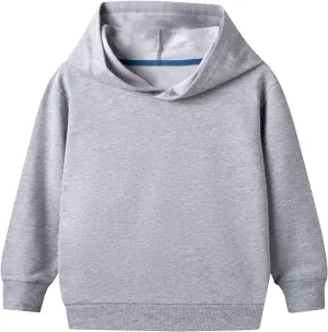 Toddler Kids Unisex Hooded Sweatshirt Long Sleeve Cuffs Solid Color Hoodie Pullover School Clothes Casual Tops