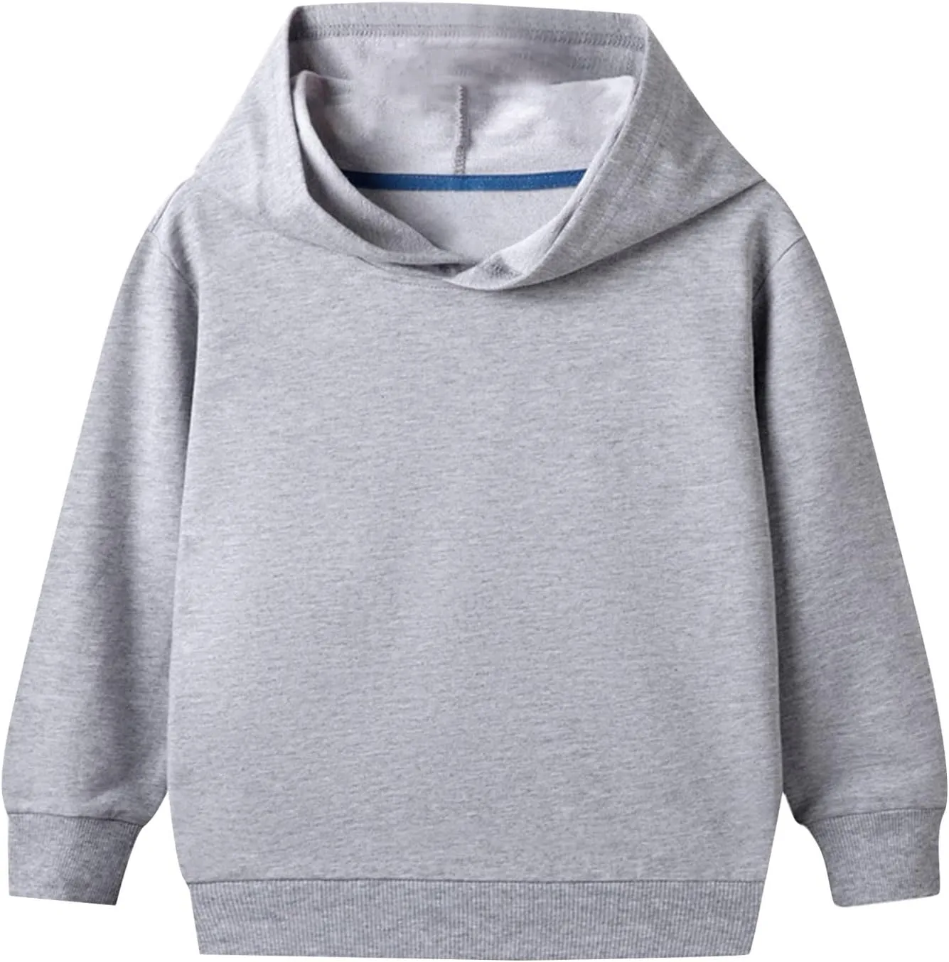 Toddler Kids Unisex Hooded Sweatshirt Long Sleeve Cuffs Solid Color Hoodie Pullover School Clothes Casual Tops