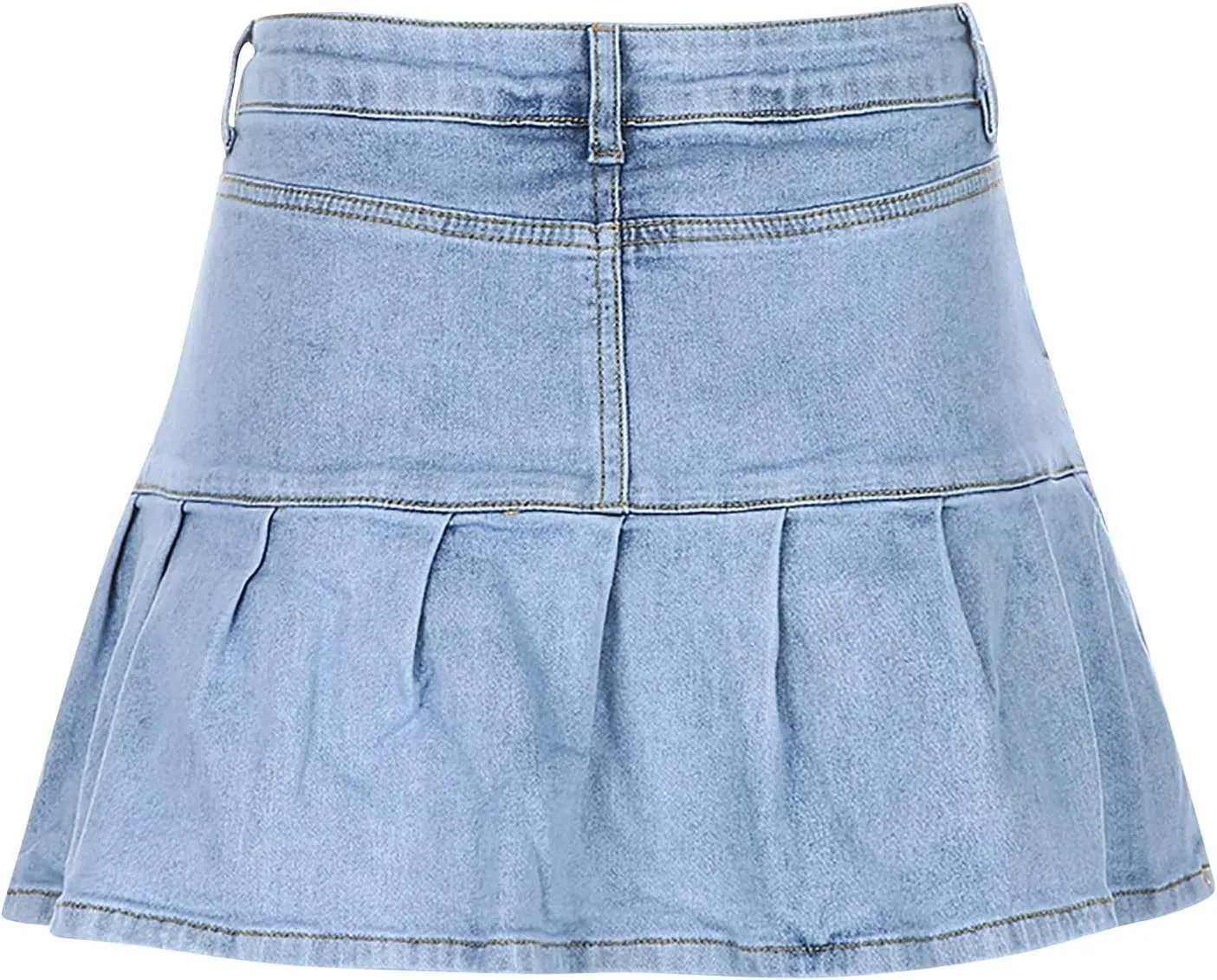 tuduoms Women Denim Pleated Skirts High Waist Slim A Line Ruffle Trumpet Mini Skirts Sweet Sexy Fashion Short Skirts Girls