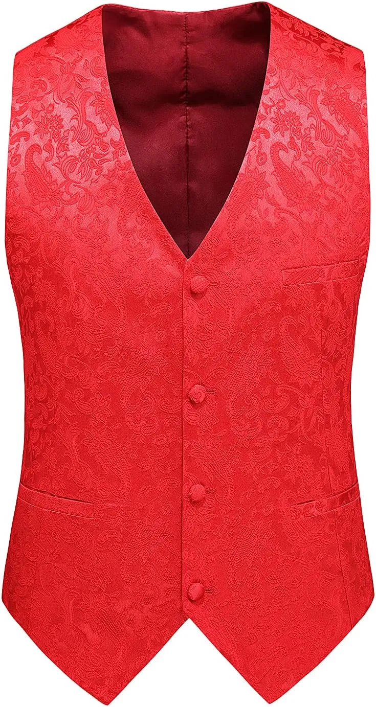 UNINUKOO Mens Suits Slim Fit 3 Piece Jacquard Suit 1 Button Shawl Collar Wedding Formal Tuxedo for Men