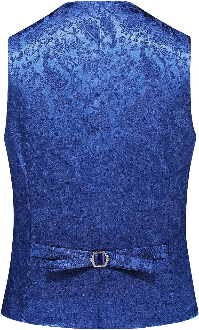 UNINUKOO Mens Suits Slim Fit 3 Piece Jacquard Suit 1 Button Shawl Collar Wedding Formal Tuxedo for Men