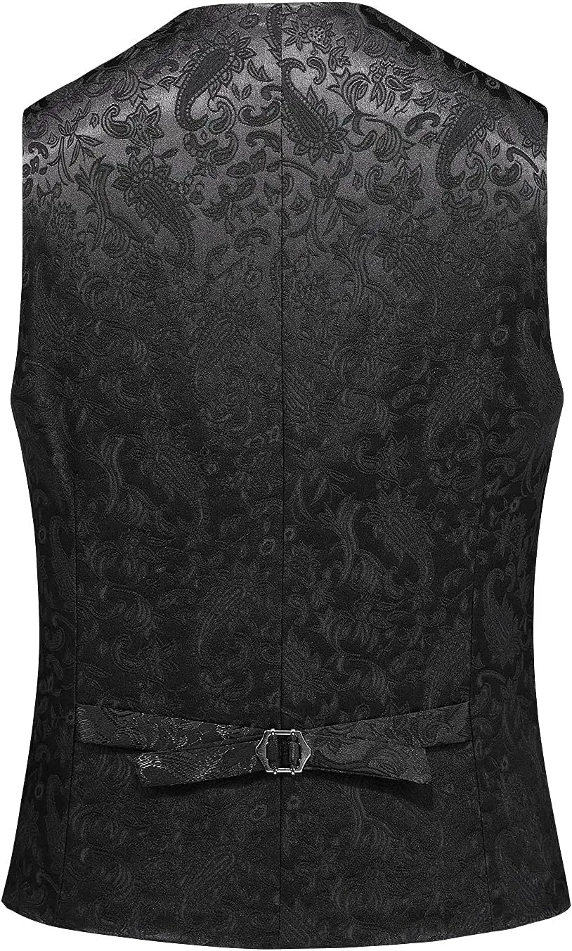 UNINUKOO Mens Suits Slim Fit 3 Piece Jacquard Suit 1 Button Shawl Collar Wedding Formal Tuxedo for Men