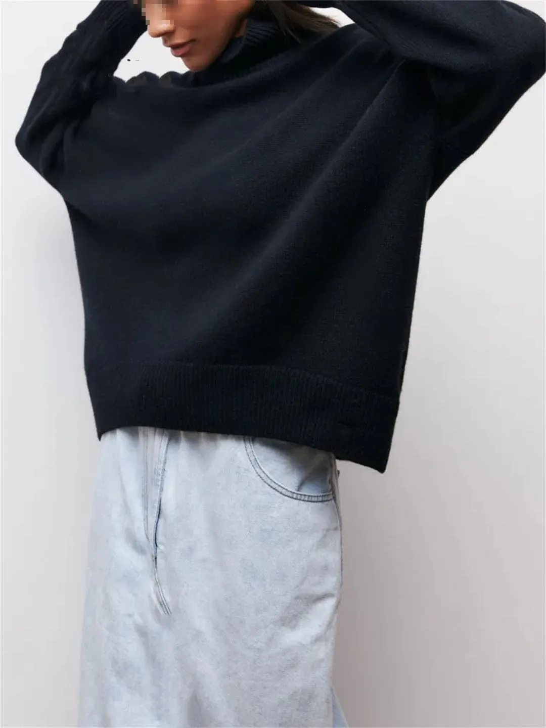 Vogrtcc Women Winter Turtleneck Sweater Oversize Long Sleeve Top Autumn Casual Loose Thick Warm Knitted Pullovers