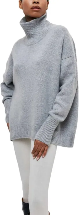 Vogrtcc Women Winter Turtleneck Sweater Oversize Long Sleeve Top Autumn Casual Loose Thick Warm Knitted Pullovers