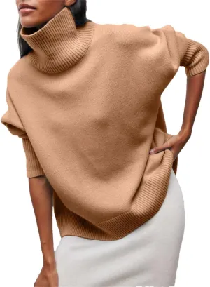 Vogrtcc Women Winter Turtleneck Sweater Oversize Long Sleeve Top Autumn Casual Loose Thick Warm Knitted Pullovers