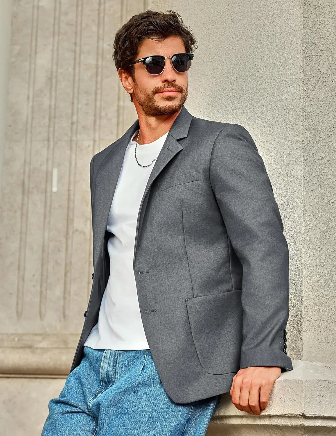 Vssjavun Mens Blazer Sport Coats Casual Lightweight Two Button Dinner Party Suit Jackets